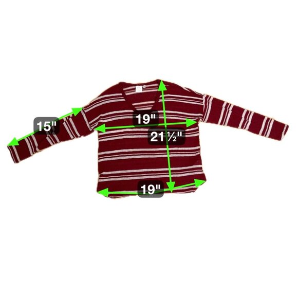 Live The Moment Striped V-Neck Sweater Burgundy Beige Sz Small Pullover Knitted - Picture 4 of 5